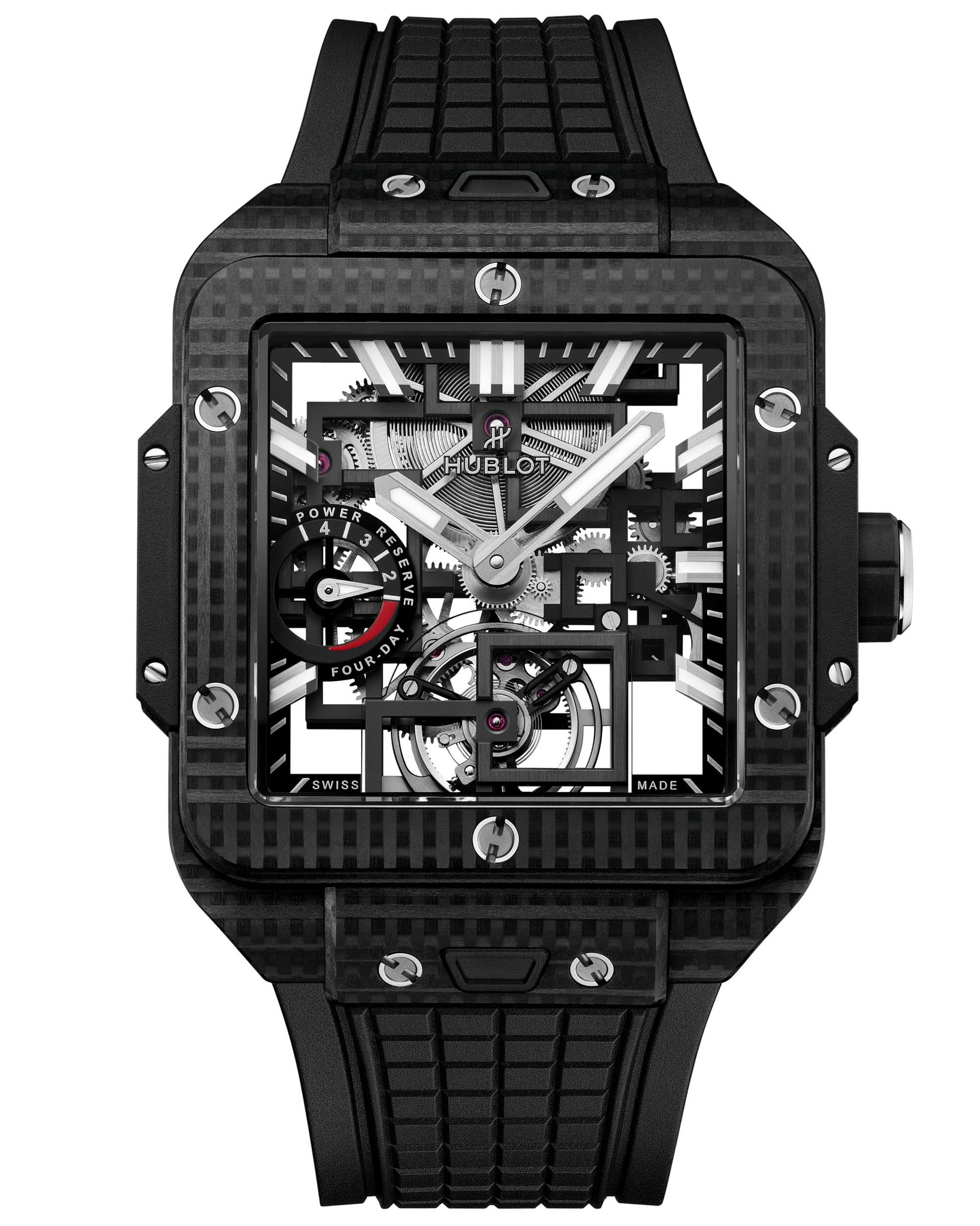 The New UK Top Replica Hublot Square Bang Tourbillon 4-Day Power Reserve In 3D Carbon